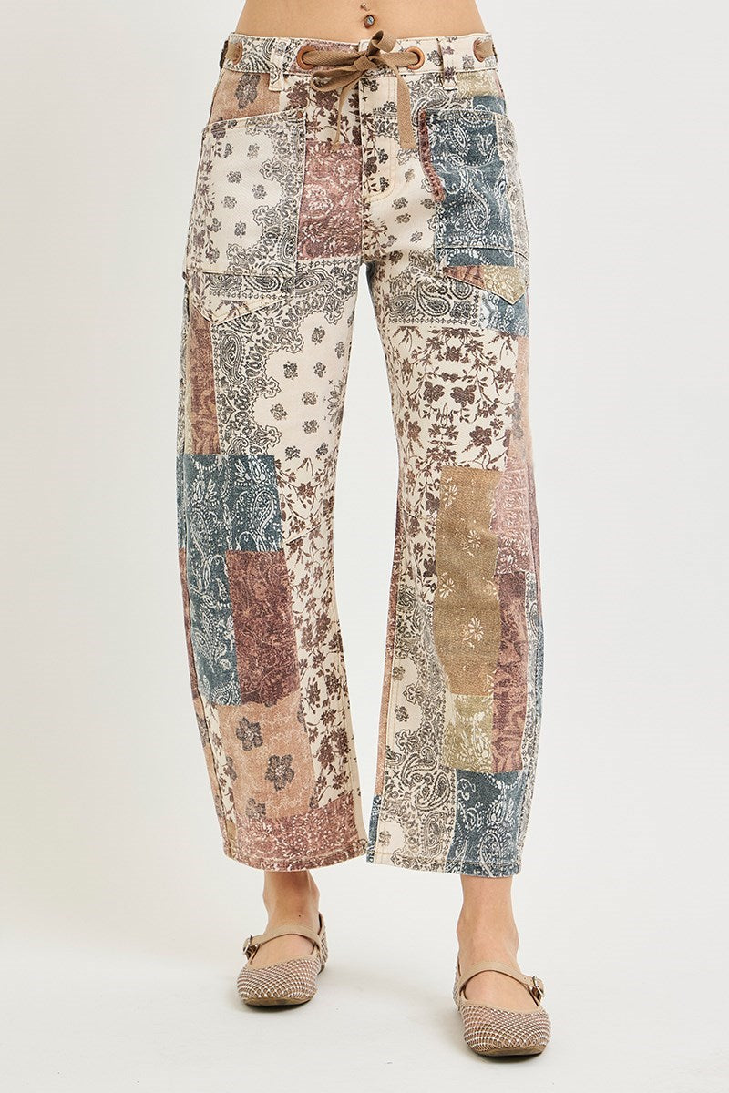 Earth Block Barrel Jean
