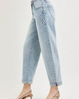 Katie Flower Patch Barrel Jeans