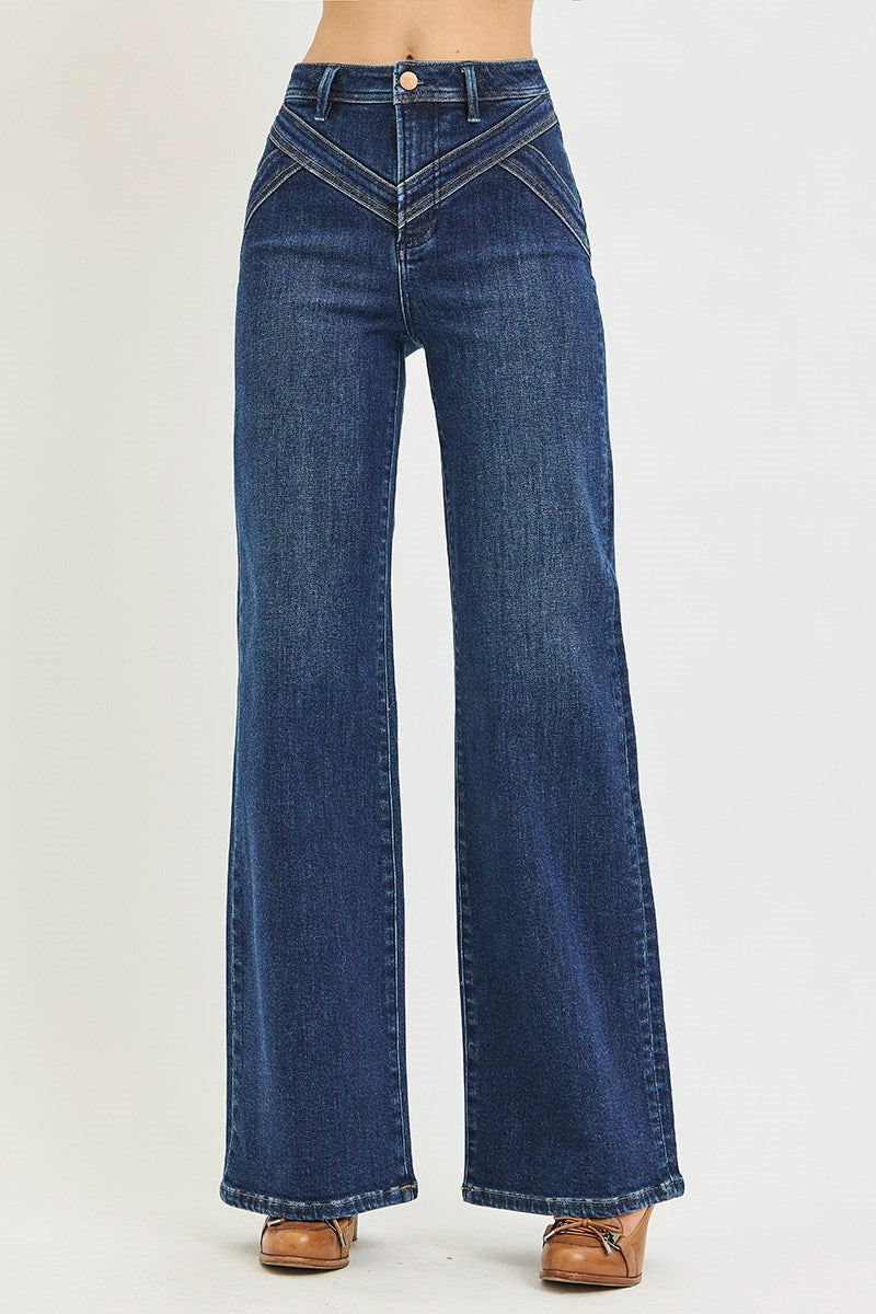 Layla Wide Leg Yoke Detail Jeans
