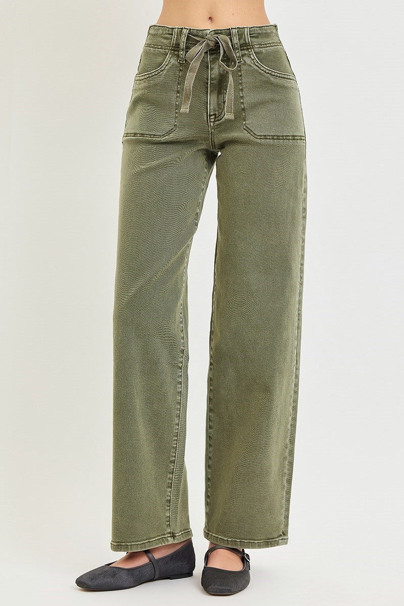 Nora Wide Baggy Jeans with Waistband Tie Detail