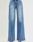 Tessa Wide Leg Jeans with Curved Seam & Foil Details