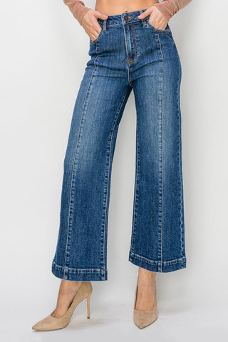 Marissa Seamed Wide Leg Jean Dark