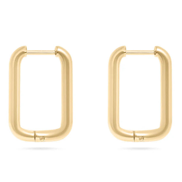 Rounded Rectangle Hoops - Gold