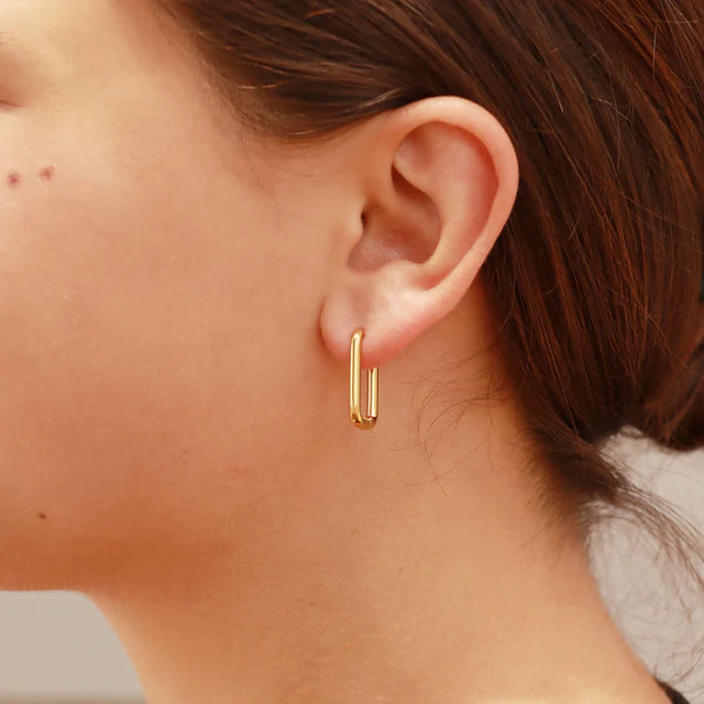 Rounded Rectangle Hoops - Silver