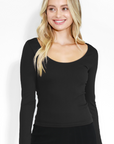 Mindy Long Sleeves Ribbed Scoop Neck Top