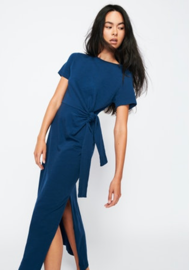 Lavi Tied T-Shirt Dress W/Slit