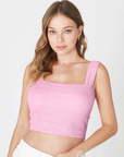 Bianca Shirred Square Neck Crop Top