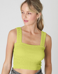 Bianca Shirred Square Neck Crop Top