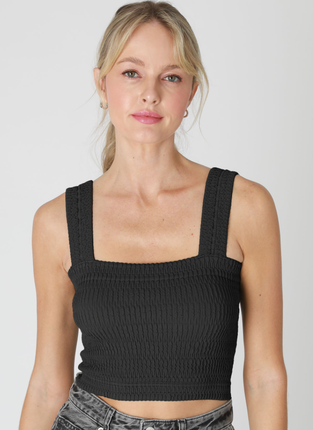 Bianca Shirred Square Neck Crop Top