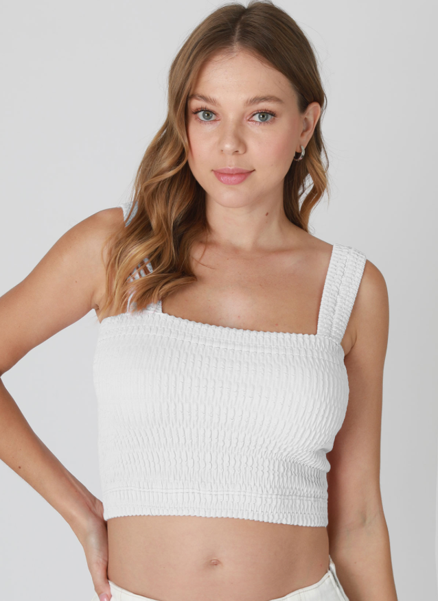 Bianca Shirred Square Neck Crop Top