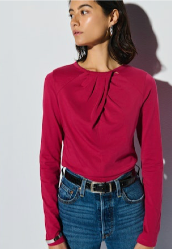 Nation LTD Rosalind Long Sleeve Top in Raspberry Jam