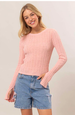 Nicole Ribbed Bell Sleeve