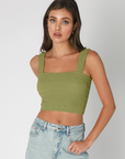 Bianca Shirred Square Neck Crop Top