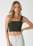 Bianca Shirred Square Neck Crop Top