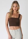 Bianca Shirred Square Neck Crop Top