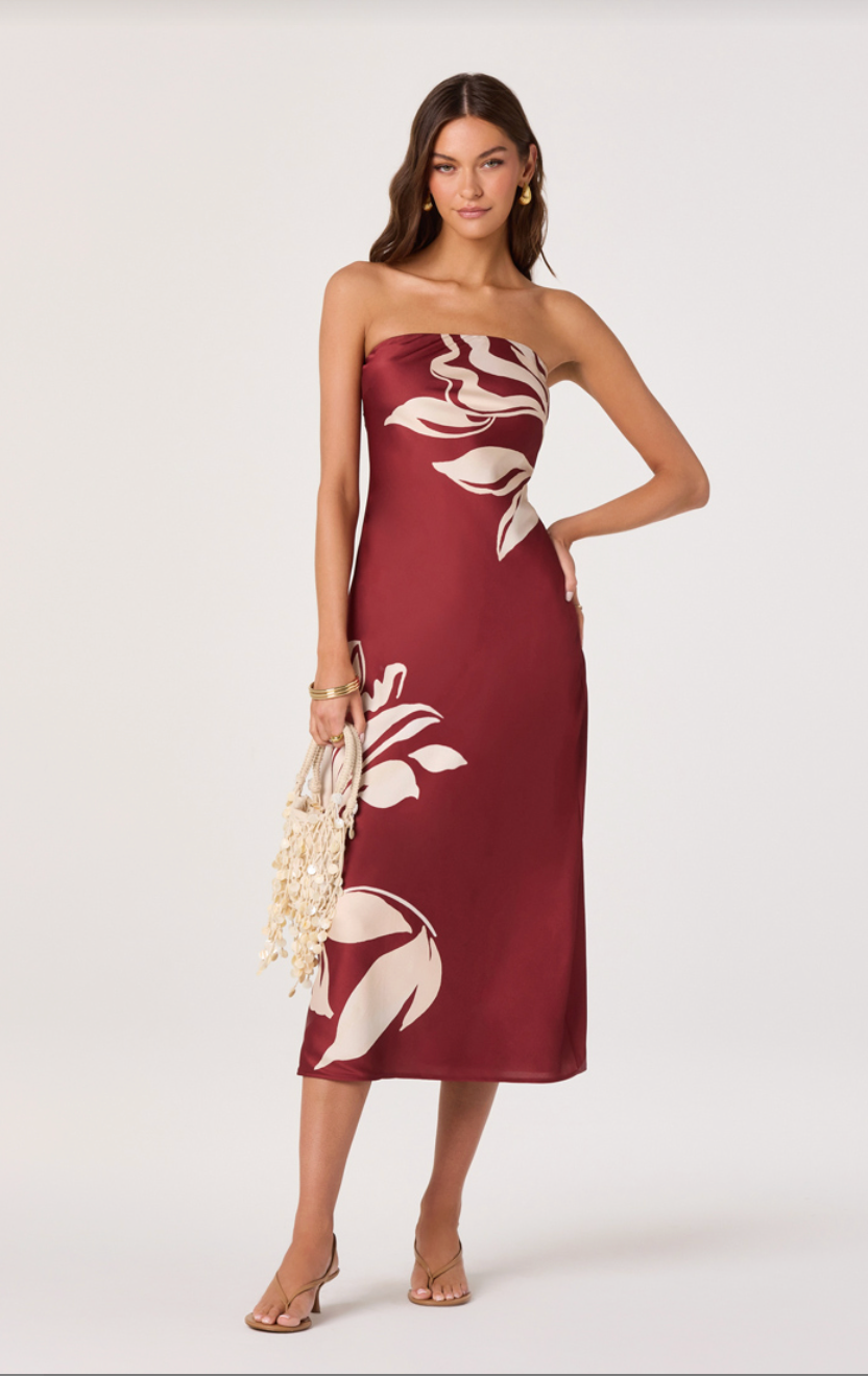 Annabeth Midi Dress- Red Floral