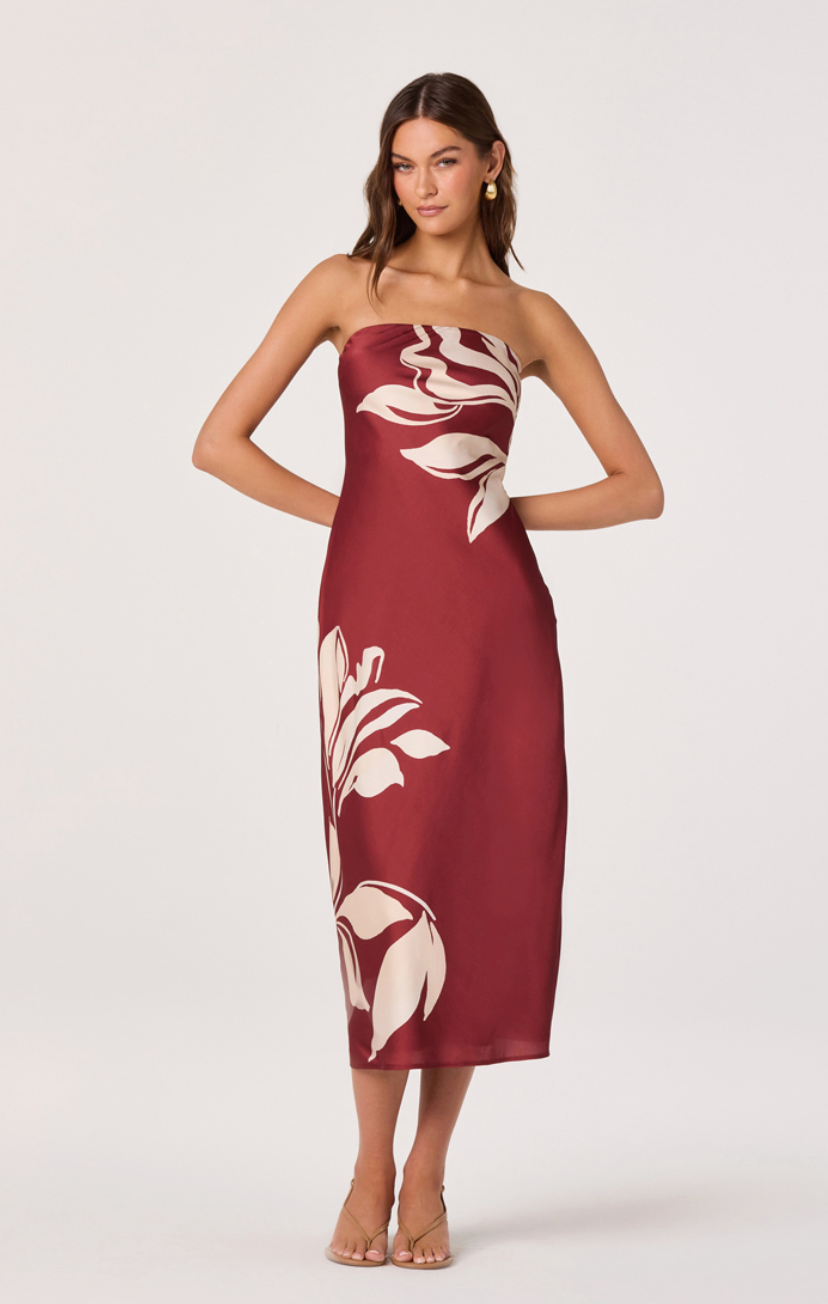 Annabeth Midi Dress- Red Floral