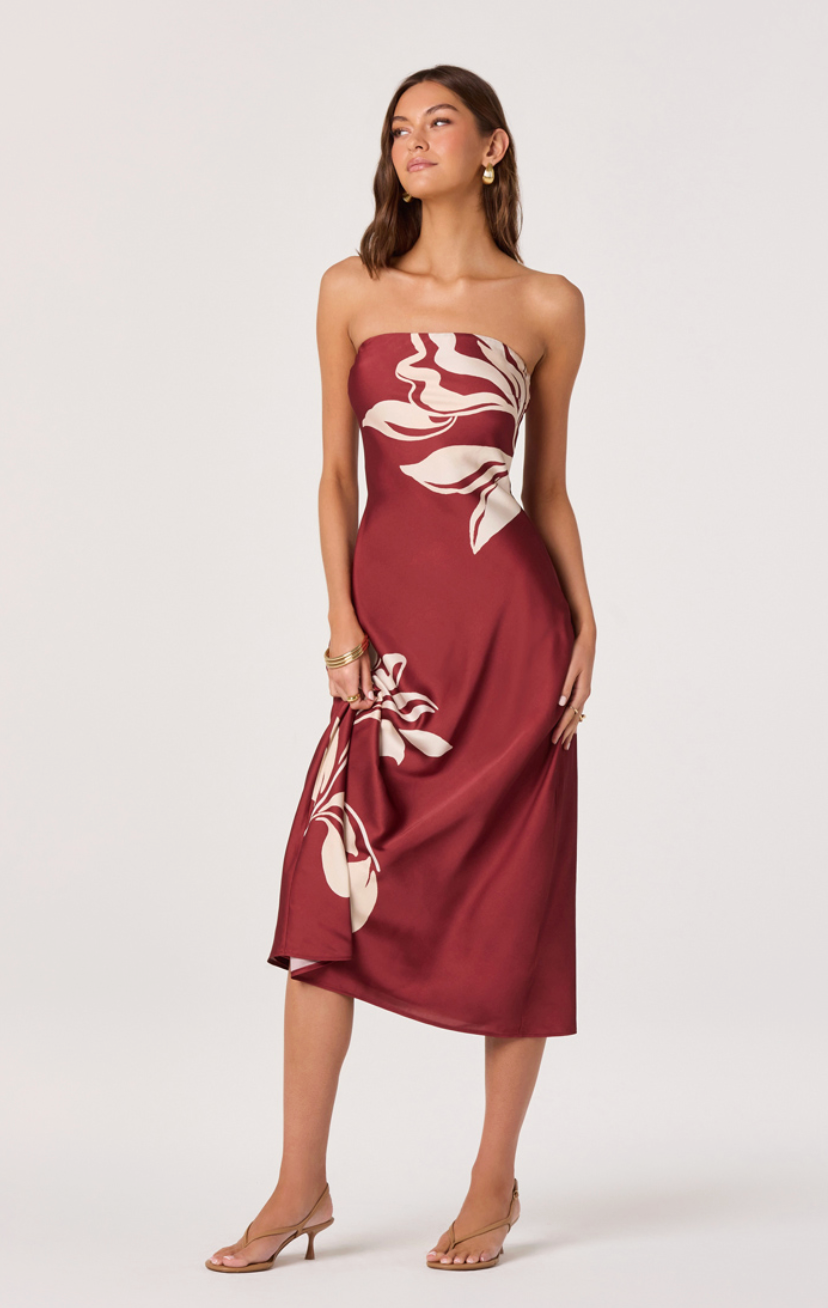 Annabeth Midi Dress- Red Floral