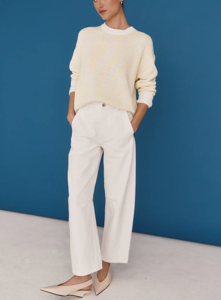 Pistola Beau Seamed Crescent Leg in Paper White