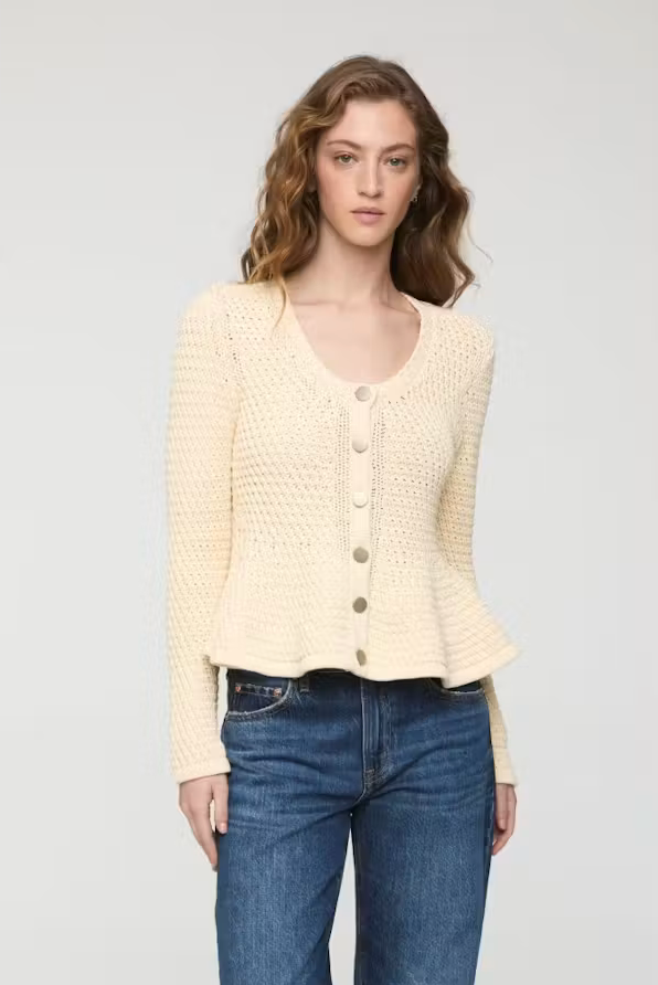Elina Peplum Openwork Cardigan