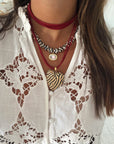 Wild Heart Suede Necklace - Burgundy Red