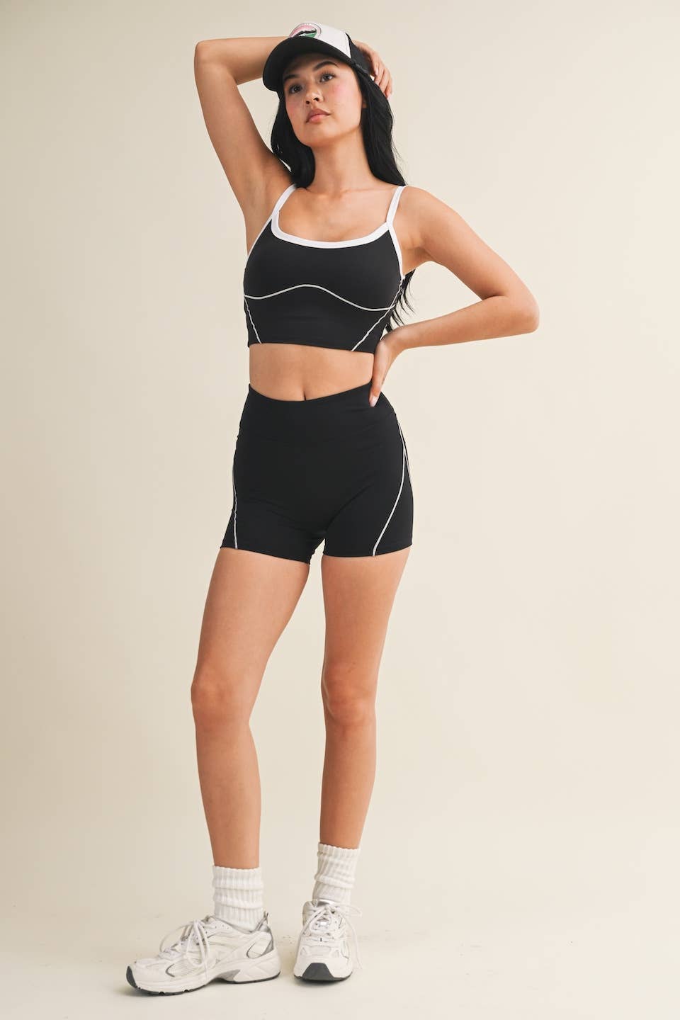 Quinn Contrast Top- Black