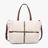 Marlene Sherpa Contrast Tote w/ Dual Handles