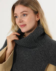 Ribbed Knit Turtleneck Shoulder Wrap Neck Warmer