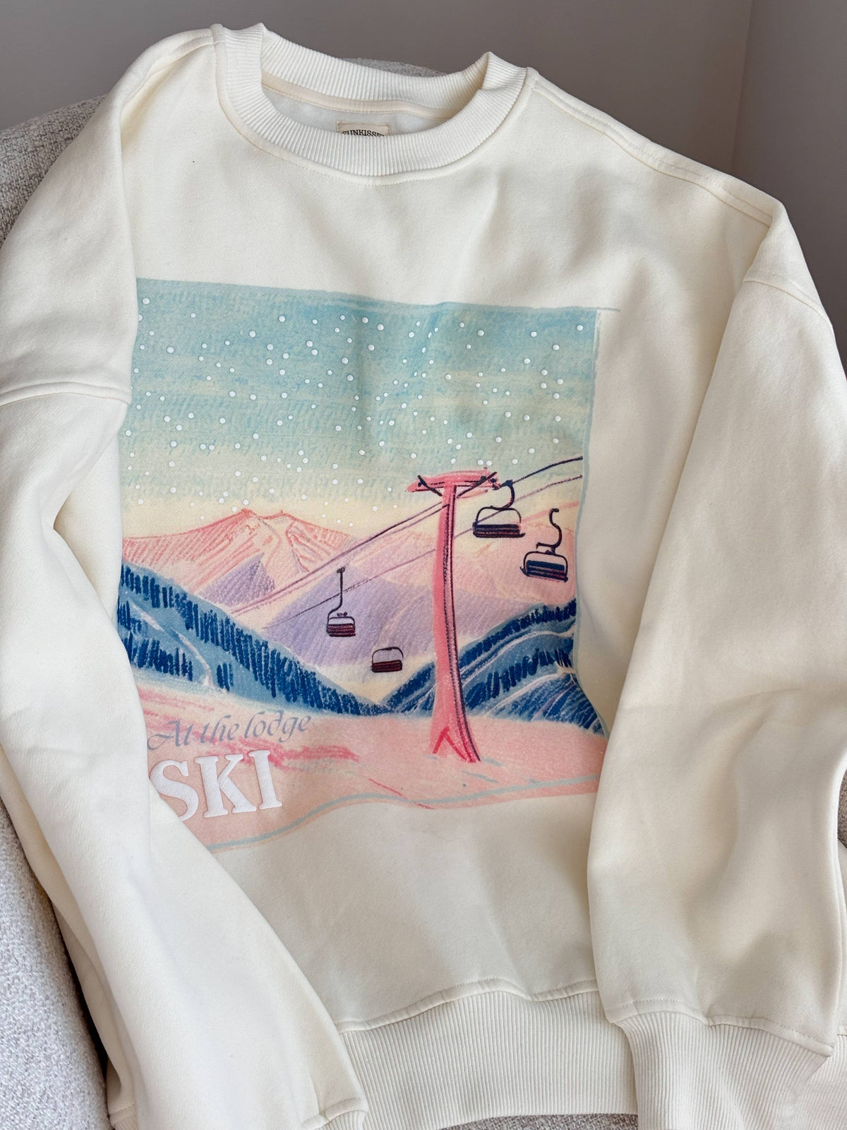 At The Lodge Ski Puff Print Sweatshirt