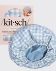 Satin Lined Flexi Shower Cap - Gingham Blue