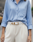Narrow Leather Braided Belt