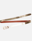 Eva | Metallic Skinny Fun Full Grain Leather Belt Women