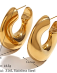 Wave-Puffy Hoop- Steel Earrings- 14K gold or Silver