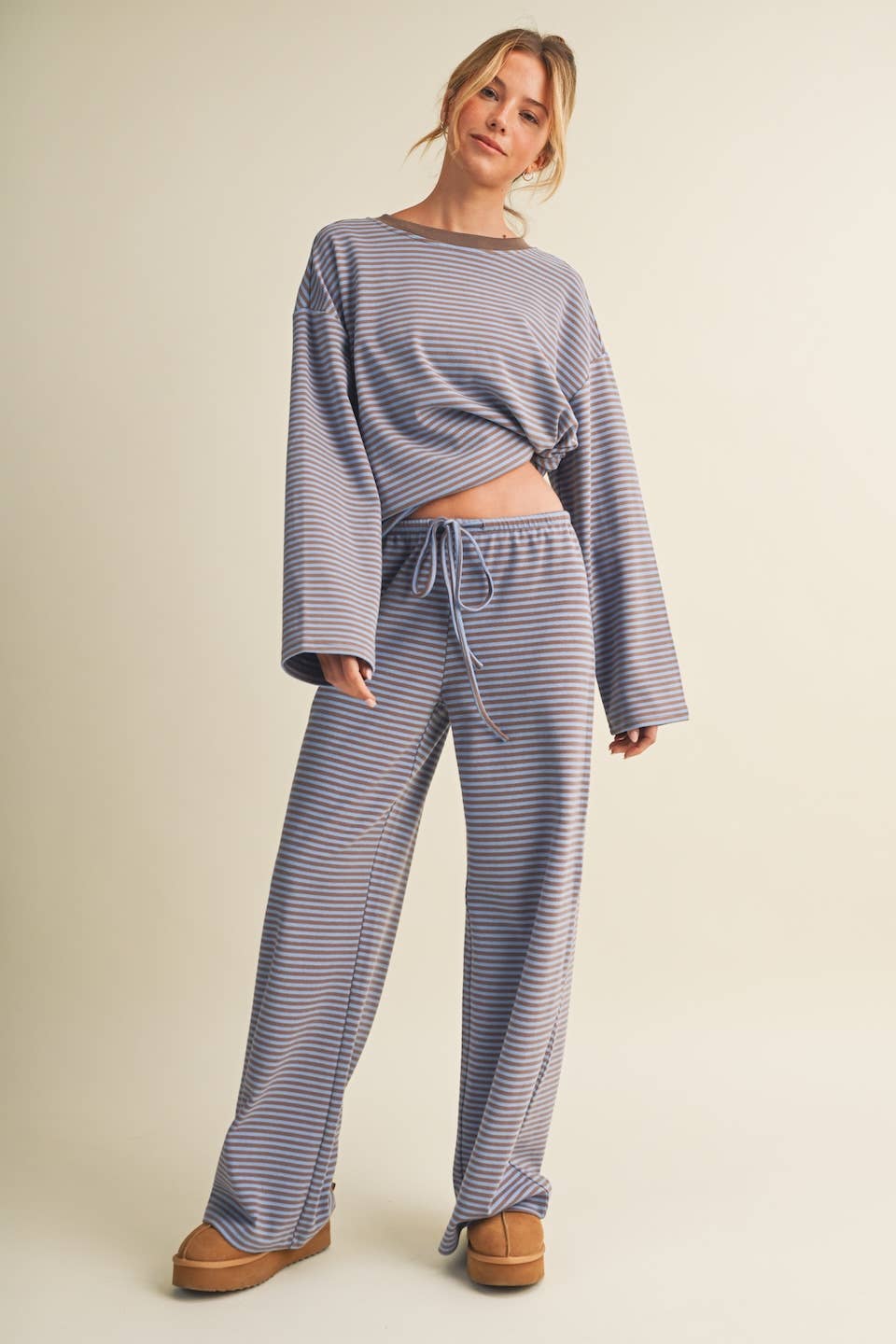 Striped Cotton Knit Oversized Top