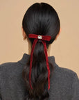 Velvet & Gemstone Bow Hair Clip