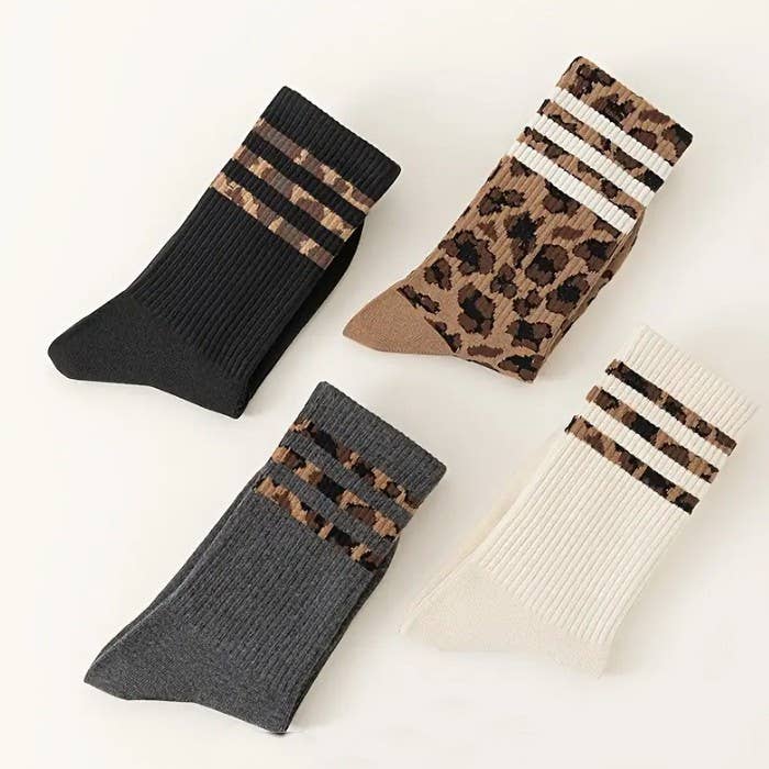 WOMAN ANIMAL LEOPARD HALF CREW THROWBACK SOCKS - sanitystyle