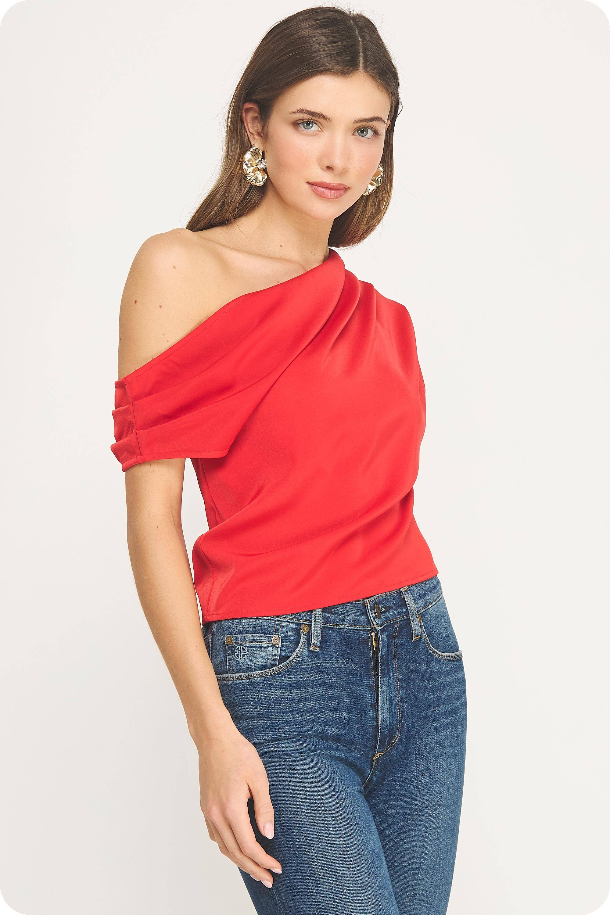 Sloane One Shoulder Satin Top
