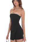 Lucy in the Sky Strapless Rhinestone  Dress in Black