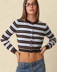 Ella Multi Stripe Button Cardigan