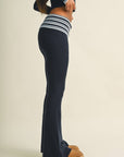 Striped Foldover Flare Knit Sweater Pants