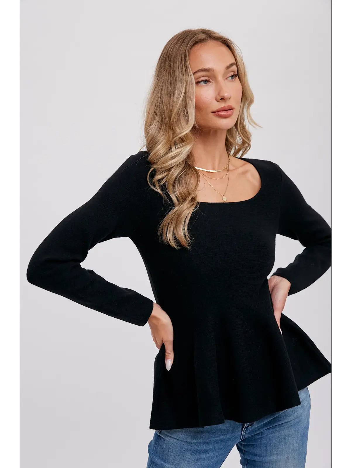 Clare Peplum Knit Top
