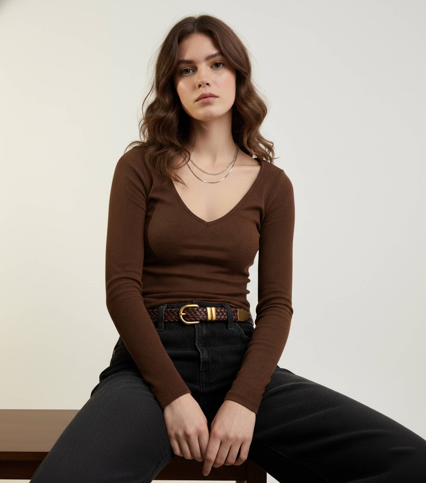Narrow Leather Braided Belt