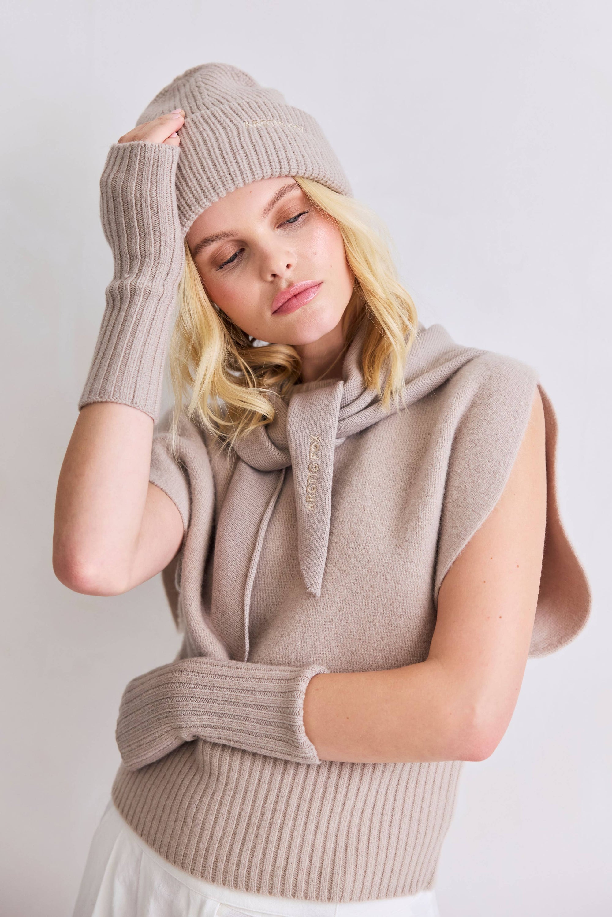 Merino Wool Triangle Scarf  Soft Taupe