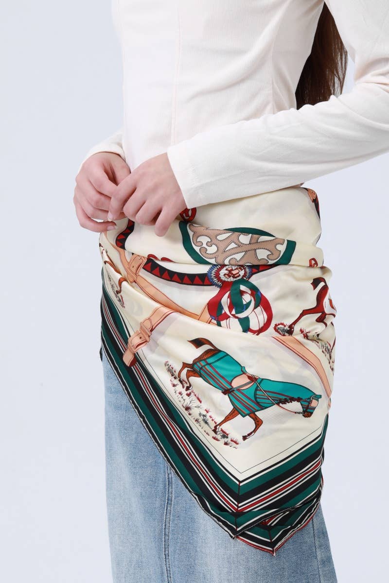 Equestrian Silk-Style Bandana – Multi-Style Horse Designs