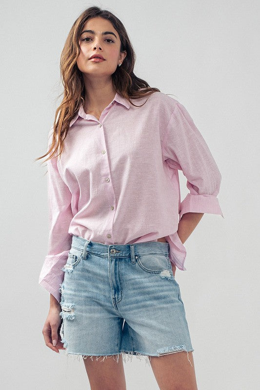 Work to Play Pinstriped Button Up Shirt