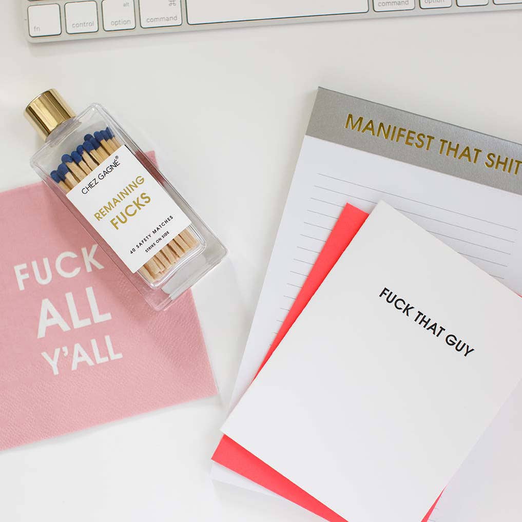 Remaining Fucks - Glass Bottle Matches, Navy, Funny Gift