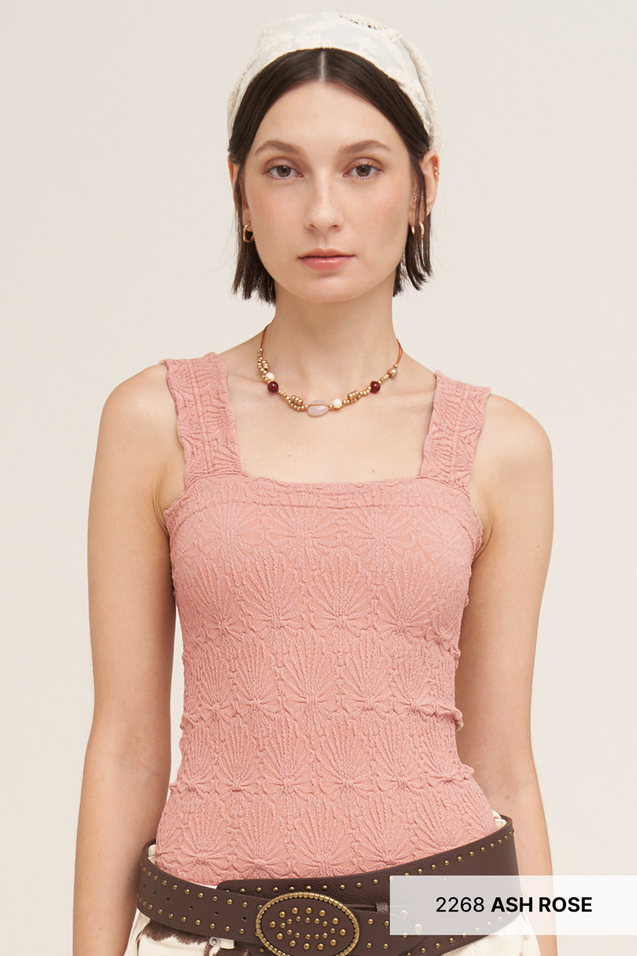 Lacey Textured Square Neck Tank