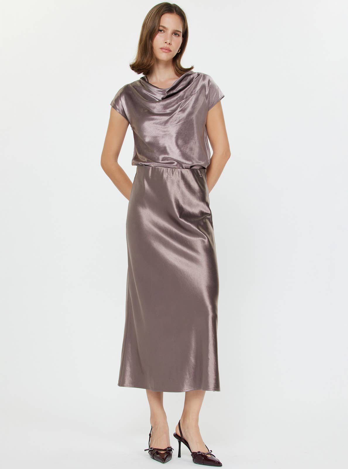 Satin Slip Midi Skirt