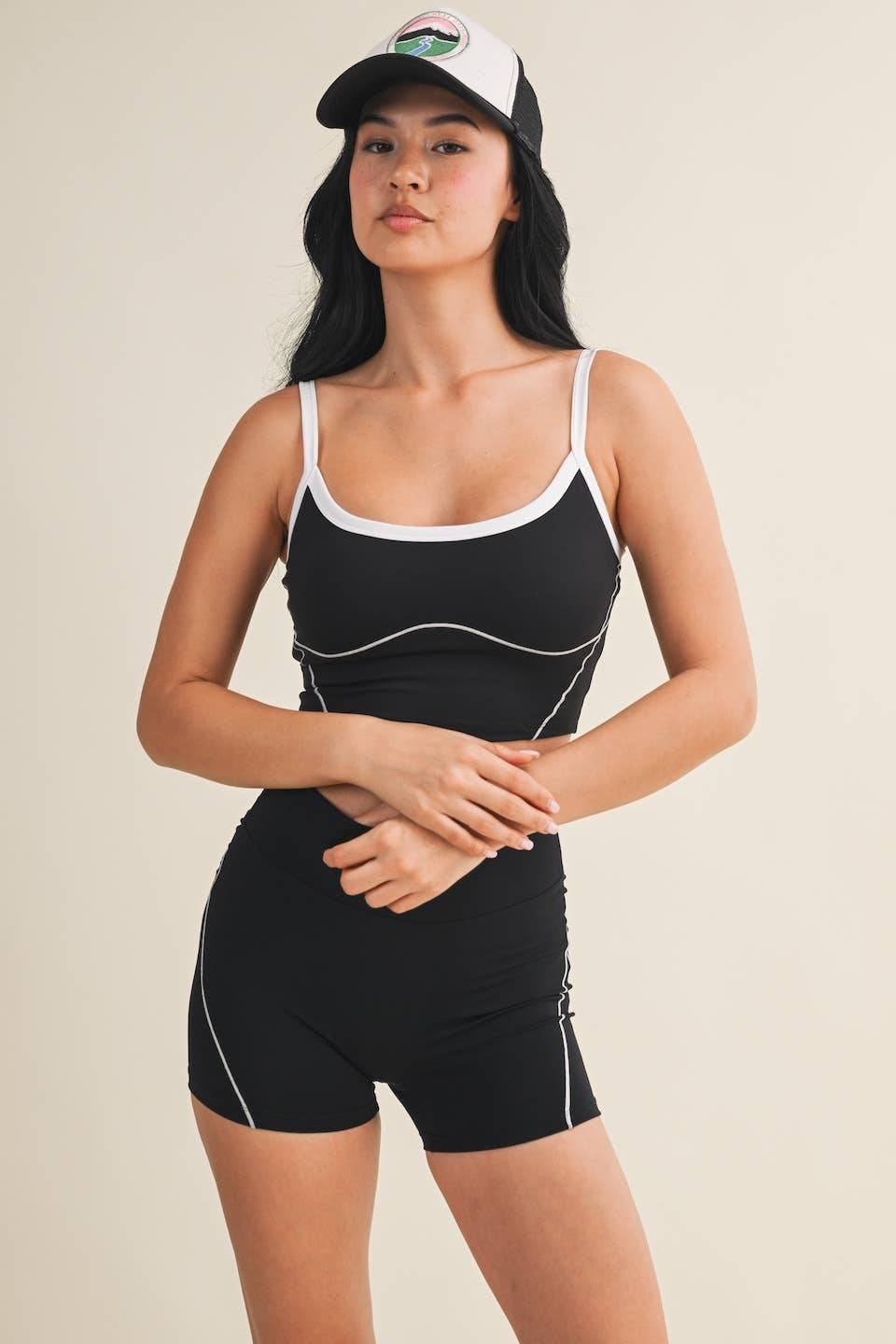 Quinn Contrast Top- Black
