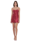 Lucy in the Sky Satin Sweetheart Neck Dress in Wine